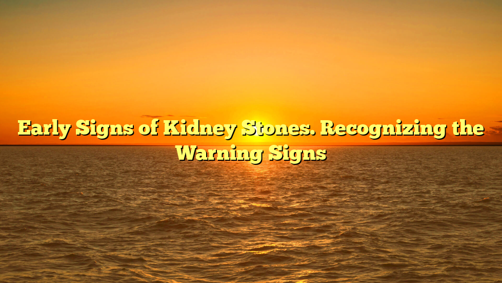 Early Signs of Kidney Stones. Recognizing the Warning Signs