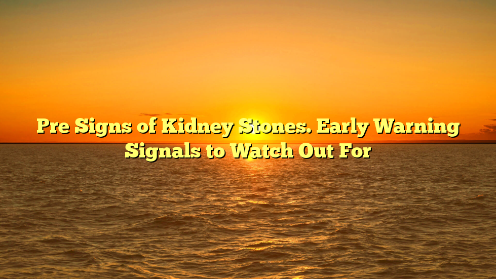 Pre Signs of Kidney Stones. Early Warning Signals to Watch Out For