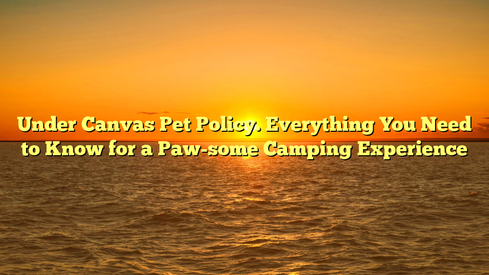 Under Canvas Pet Policy. Everything You Need to Know for a Paw-some Camping Experience