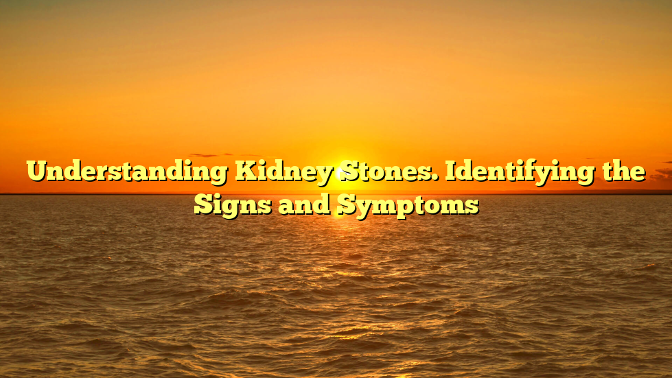 Understanding Kidney Stones. Identifying the Signs and Symptoms