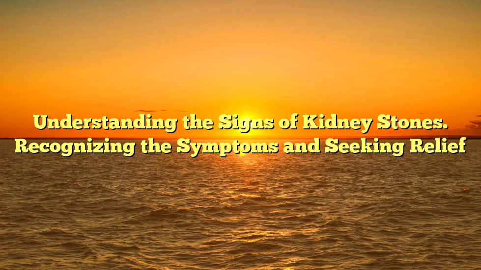 Understanding the Signs of Kidney Stones. Recognizing the Symptoms and Seeking Relief