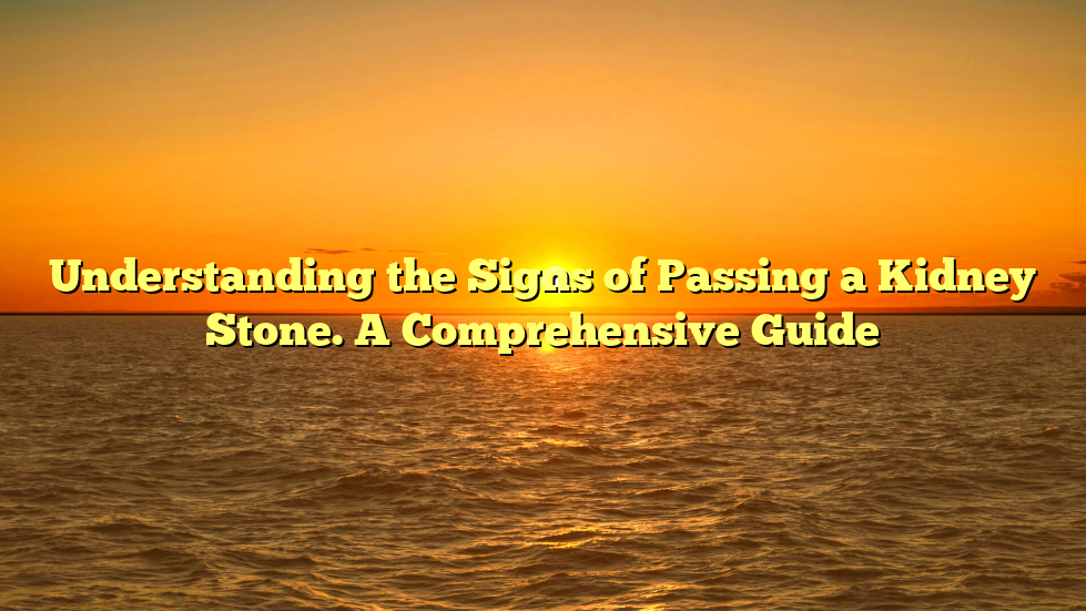 Understanding the Signs of Passing a Kidney Stone. A Comprehensive Guide