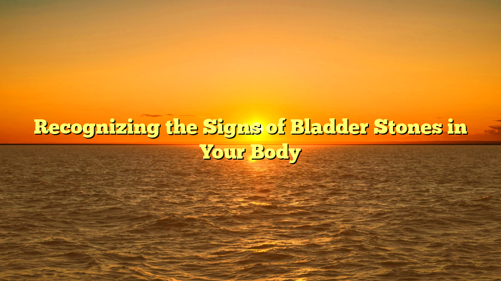 Recognizing the Signs of Bladder Stones in Your Body